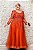 VESTIDO TERRACOTA PLUS SIZE BUSTO E MANGAS BORDADAS COM FENDA - Imagem 2