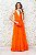 VESTIDO CORAL DECOTE PROFUNDO TULE TIRAS BORDADAS - Imagem 1