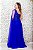 VESTIDO  AZUL ROYAL OMBRO ÚNICO BUSTO BORDADO SAIA EM TULE COM FENDA - Imagem 3