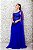 VESTIDO  AZUL ROYAL OMBRO ÚNICO BUSTO BORDADO SAIA EM TULE COM FENDA - Imagem 2