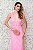 VESTIDO TODO BORDADO ROSA CHICLETE SEREIA DECOTE EM TIRAS - Imagem 3