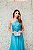 VESTIDO M RODARTE AZUL TIFFANY OMBRO ÚNICO COM CAPA E BUSTO BORDADO - Imagem 6