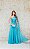 VESTIDO M RODARTE AZUL TIFFANY OMBRO ÚNICO COM CAPA E BUSTO BORDADO - Imagem 1