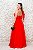 VESTIDO VERMELHO COM BUSTO CORSELET E DETALHE LAÇO NO OMBRO EM TULE E FENDA - Imagem 3