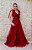 VESTIDO MARIE MARSALA EM TULE COM BUSTO BORDADO E DETALHE LAÇO NO OMBRO E FENDA - Imagem 1