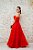 VESTIDO VERMELHO EM TULE OMBRO A OMBRO BUSTO ESTRUTURADO E SAIA EM CAMADAS - Imagem 2