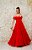 VESTIDO VERMELHO EM TULE OMBRO A OMBRO BUSTO ESTRUTURADO E SAIA EM CAMADAS - Imagem 1