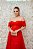 VESTIDO VERMELHO EM TULE OMBRO A OMBRO BUSTO ESTRUTURADO E SAIA EM CAMADAS - Imagem 5