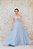 VESTIDO MARIE AZUL BEBÊ TRÊS TIRAS EM PRATA COM SAIA EM RENDA E TULE - Imagem 1