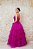 VESTIDO TULE FUCSIA ALÇA FINA BUSTO DRAPEADO E SAIA EM CAMADAS - Imagem 3