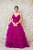 VESTIDO TULE FUCSIA ALÇA FINA BUSTO DRAPEADO E SAIA EM CAMADAS - Imagem 1