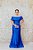 VESTIDO AZUL ROYAL OMBRO A OMBRO EM ZINBELINE COM BORDADO NA CINTURA - Imagem 5