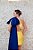 VESTIDO CURTO AMARELO OMBRO ÚNICO LAÇO AZUL MARINHO - Imagem 3