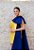 VESTIDO CURTO AMARELO OMBRO ÚNICO LAÇO AZUL MARINHO - Imagem 6