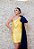 VESTIDO CURTO AMARELO OMBRO ÚNICO LAÇO AZUL MARINHO - Imagem 4