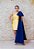 VESTIDO CURTO AMARELO OMBRO ÚNICO LAÇO AZUL MARINHO - Imagem 2