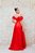 VESTIDO VERMELHO EM SEDA OMBRO A OMBRO SAIA EM PREGA COM FENDA - Imagem 5
