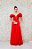 VESTIDO VERMELHO EM SEDA OMBRO A OMBRO SAIA EM PREGA COM FENDA - Imagem 3