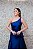 VESTIDO EM ZIBELINE AZUL MARINHO OMBRO UNICO COM DETALHE NA CINTURA - Imagem 3