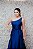 VESTIDO EM ZIBELINE AZUL MARINHO OMBRO UNICO COM DETALHE NA CINTURA - Imagem 4