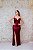 VESTIDO MARSALA EM PAETÊ BUSTO ESTRUTURADO ALÇA FINA E FENDA - Imagem 1