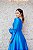 VESTIDO MIDI AZUL MANGA LONGA OMBRO ÚNICO COM FLOR - Imagem 2