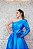 VESTIDO MIDI AZUL MANGA LONGA OMBRO ÚNICO COM FLOR - Imagem 3
