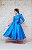 VESTIDO MIDI AZUL MANGA LONGA OMBRO ÚNICO COM FLOR - Imagem 7