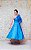 VESTIDO MIDI AZUL MANGA LONGA OMBRO ÚNICO COM FLOR - Imagem 4