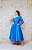 VESTIDO MIDI AZUL MANGA LONGA OMBRO ÚNICO COM FLOR - Imagem 1