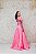 VESTIDO LONGO FÁTIMA SCOFIELD EM TAFETÁ ROSA CHICLETE BUSTO DRAPEADO SAIA PRINCESA - Imagem 4