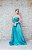 VESTIDO EM ZIBELINE AZUL TURQUESA TOMARA QUE CAIA COM DETALHE DE LISTRAS NA SAIA - Imagem 4