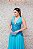 VESTIDO TIFFANY REGATA EM CHIFFON DE SEDA BUSTO COM BORDADO DE FLORES CHUMBO E AZUL - Imagem 2