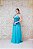 VESTIDO TIFFANY REGATA EM CHIFFON DE SEDA BUSTO COM BORDADO DE FLORES CHUMBO E AZUL - Imagem 5