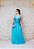 VESTIDO TIFFANY REGATA EM CHIFFON DE SEDA BUSTO COM BORDADO DE FLORES CHUMBO E AZUL - Imagem 1