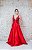VESTIDO VERMELHO SAIA EM ZIBELINE COM BUSTO EM TULE BORDADO - Imagem 2