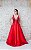 VESTIDO VERMELHO SAIA EM ZIBELINE COM BUSTO EM TULE BORDADO - Imagem 5
