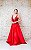 VESTIDO VERMELHO SAIA EM ZIBELINE COM BUSTO EM TULE BORDADO - Imagem 1