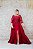VESTIDO LONGO PS MARSALA MANGA 3/4 BUSTO BORDADO E SAIA FLUIDA COM FENDA CHIFFON - Imagem 1