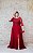 VESTIDO LONGO PS MARSALA MANGA 3/4 BUSTO BORDADO E SAIA FLUIDA COM FENDA CHIFFON - Imagem 2