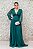 VESTIDO LONGO CHIFFON VERDE BANDEIRA MANGA LONGA DECOTE V FRENTE E COSTA - Imagem 1