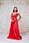 VESTIDO LONGO PRINCESA VERMELHO DECOTE EM V - Imagem 1