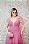 VESTIDO LONGO PS ROSA CHÁ MANGA CURTA BUSTO BORDADO COM FENDA - Imagem 2