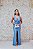 VESTIDO LONGO PAETÊ AZUL SERENITY BUSTO TRANÇADO COM RECORTE LATERAL - Imagem 1