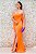 VESTIDO LONGO TOMARA QUE CAIA LARANJA NEON COM LAÇO NAS COSTAS E FENDA - Imagem 1
