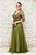 VESTIDO LONGO VERDE MUSGO EM TULE COM BUSTO BORDADO E SAIA COM FENDA - Imagem 1