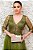 VESTIDO LONGO VERDE MUSGO EM TULE COM BUSTO BORDADO E SAIA COM FENDA - Imagem 3