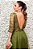 VESTIDO LONGO VERDE MUSGO EM TULE COM BUSTO BORDADO E SAIA COM FENDA - Imagem 2