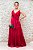 VESTIDO LONGO CETIM DE SEDA MARSALA ALÇA FINA SAIA EM CAMADAS - Imagem 4