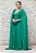 VESTIDO LONGO VERDE BANDEIRA BUSTO DRAPEADO COM CAPA LISA - Imagem 1
